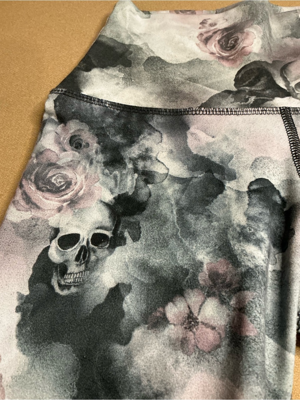 Evolution and Creation Skull & Floral Leggings - Halloween goth small
